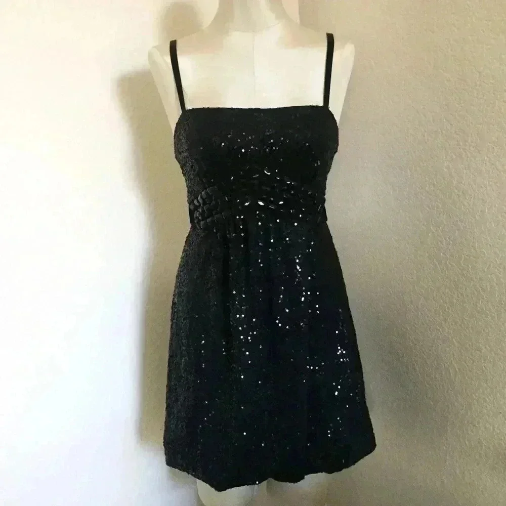 Jessica McClintock Black Sequin Bubble Dress - Picture 1 of 8